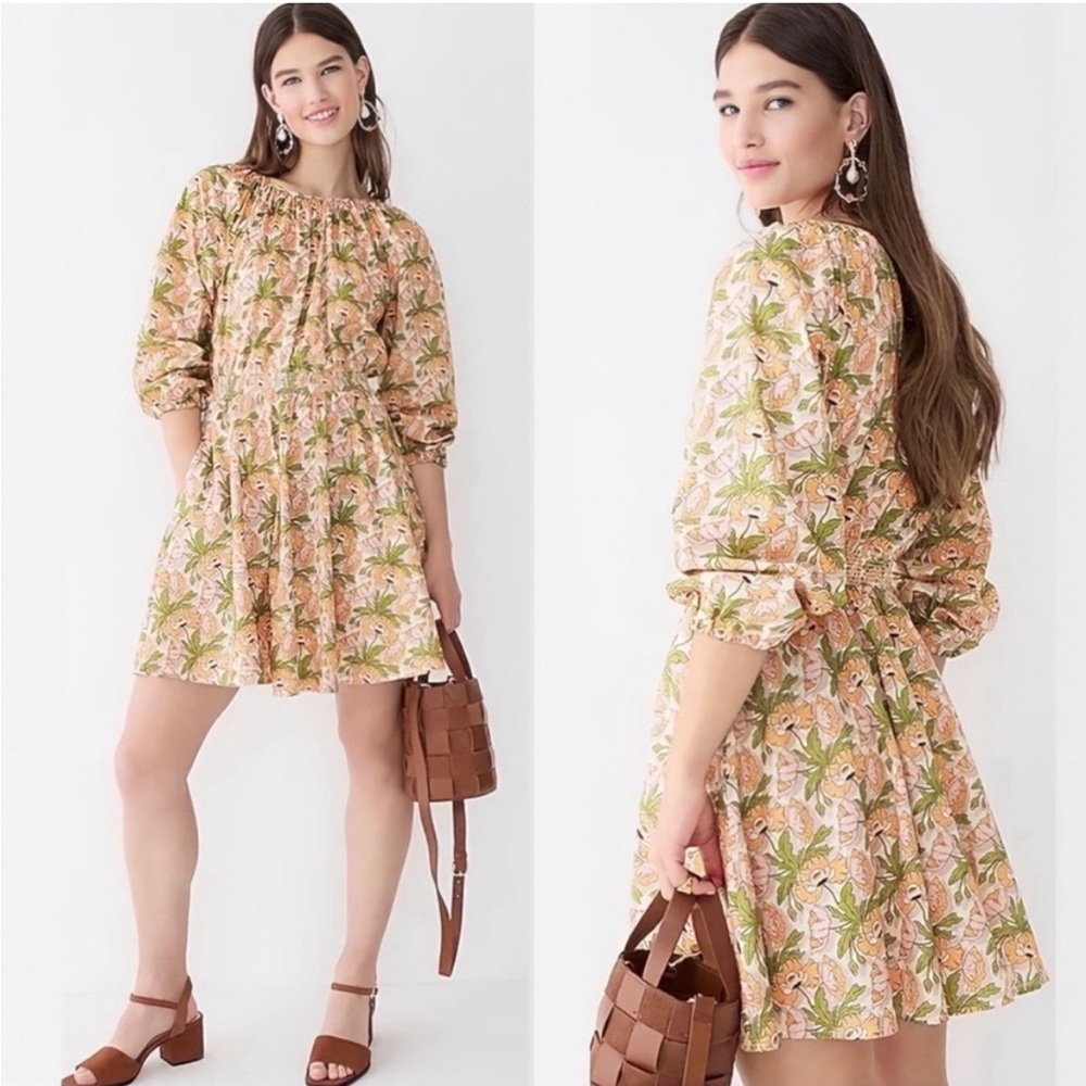 J Crew Smocked-waist mini dress in Liberty Butterfield Poppy fabric